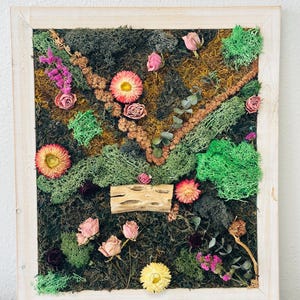 Preserved Moss Wall Art | Wall Decor | Unique Organic Moss Wall Art | White Frame Moss | Moss Frame Decor | Free Shipping