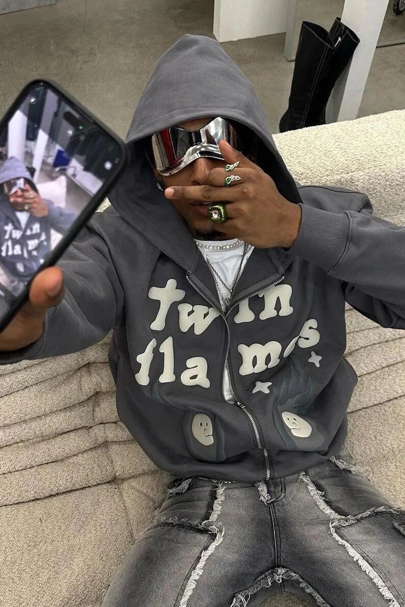 3D Puff Print Twin Flames Hoodie, Twin Flames Zip up Hoodie, Unisex