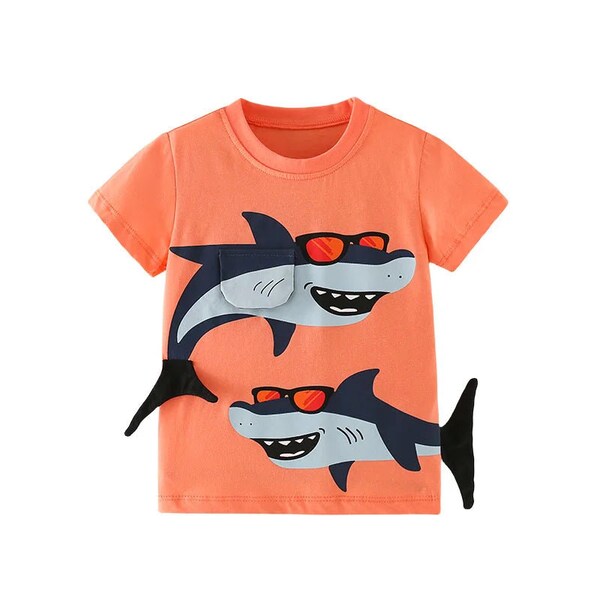 Sharks Boys T-Shirts Kids Fashion Baby Clothes Short Sleeve Toddler Costume Shirts Tops