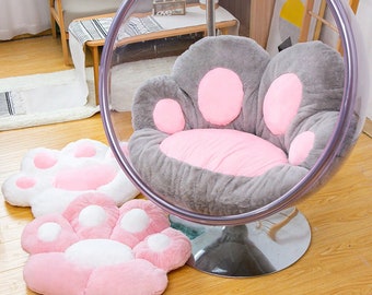 Oreillers de dos de patte de chat mignon coussin de chaise en peluche coussins de siège en peluche pour la maison tapis de canapé bureau hôtel chaise de café coussin de siège