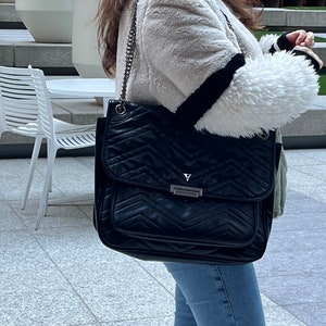 16inch custom initials black laptop bag with sustainable leather premium luxury bag | comfortable shoulder laptop bag | Custom Gift