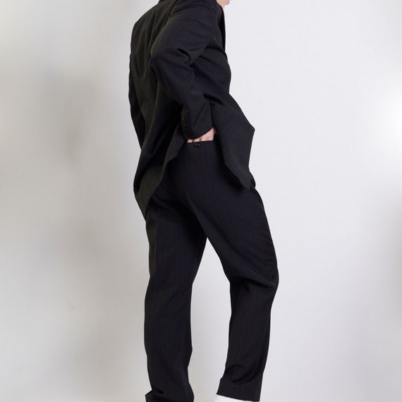 Womens Vintage Black Pinstripe Trouser 