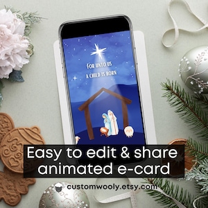 Weihnachtskrippe E-Card Ein Kind ist geboren