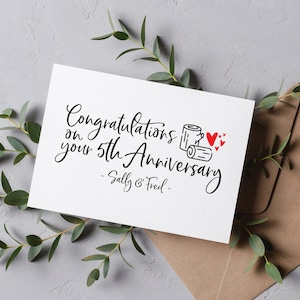 5th Anniversary Card | Fifth Wedding Anniversary | Personalised Card | Wood Anniversary