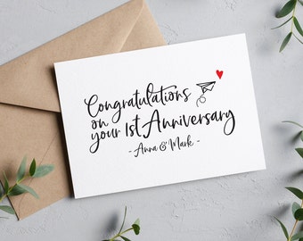 Personalised 1st Anniversary Card | Paper Aeroplane Design