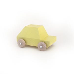 Yellow wooden car / City / Made in France / Toy / Jouet