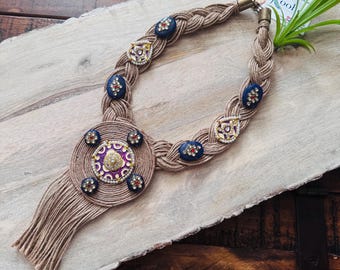 Indian Oxidized Jewelry, Diwali, Oxidized Necklace, Tribal Jewelry, Jute Jewelry, Indian Handmade Jewelry, Jute Kundan Jewelry, KoohooUS