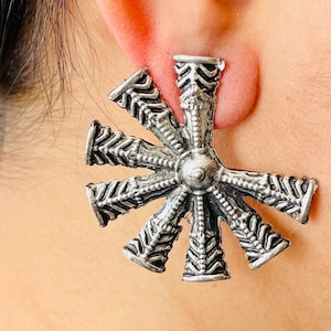 Bundle of 4 or 5 Indian Oxidized Earrings , German Silver Earrings, Oxidized Studs in Black Polish by KoohooUS