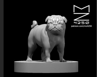 Pug / Armored Pug Mini - mz4250 - D&D Pathfinder Fantasy RPG Tabletop Roleplaying Games 28mm Scale Miniature Familiar Armor Puppy Dog