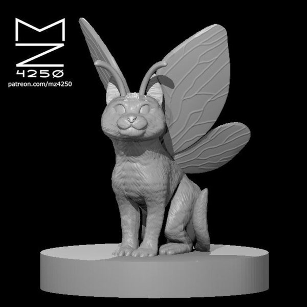 Fey Cat Mini - mz4250 - D&D Pathfinder Fantasy RPG Tabletop Roleplaying Games 28mm Scale Miniature Winged Cat Fairy Flying Familiar Kitty