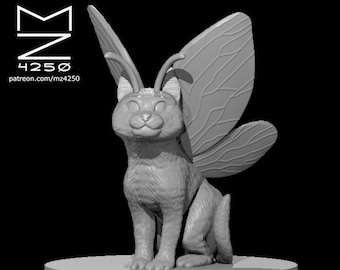 Fey Cat Mini - mz4250 - D&D Pathfinder Fantasy RPG Tabletop Roleplaying Games 28mm Scale Miniature Winged Cat Fairy Flying Familiar Kitty
