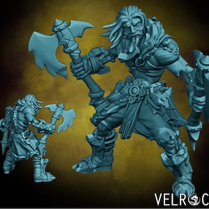 Undead Warrior Mini - Velrock Art Miniatures - 3D Printed 28mm Scale - RPG Fantasy Wargame Tabletop Gaming - Zombie Horde Skeleton Fighter