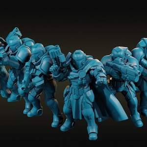 Unité de base Tempest Marine - Miniatures d&#39;art Velrock - Imprimé 3D à l&#39;échelle 28 mm - Mini RPG de science-fiction Wargame, armée de soldats