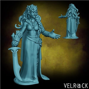 Female Wood Elf Druid Mini - Velrock Art Miniatures - 3D Printed 28mm Scale - RPG Fantasy Wargame Tabletop Gaming Mage Sorceress Witch