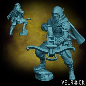 Wood Elf Crossbowman Mini - Velrock Art Miniatures - 3D Printed 28mm Scale RPG Fantasy Wargame Tabletop Gaming Hunter Fighter Archer