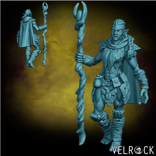 Female Druid Mini - Velrock Art Miniatures - 3D Printed 28mm Scale - RPG Fantasy Wargame Tabletop Gaming - Barbarian Orc Fighter Troll