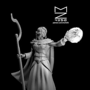 Female Elf Druid Miniature - mz4250 - Mage Wizard Warlock Sorceress D&D Dungeons and Dragons Fantasy RPG Tabletop Games Mini 28mm 1&quot;
