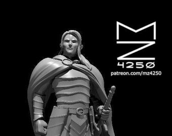 Male Elf Paladin Miniature - mz4250 - Fighter Swordsman Knight D&D Dungeons and Dragons Pathfinder Fantasy RPG Tabletop Mini 28mm 1"