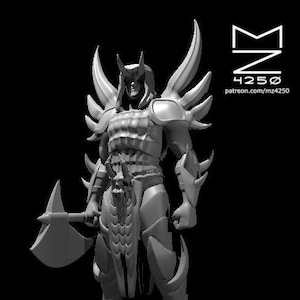 Fallen Demonic Paladin Miniature - mz4250 - Fantasy RPG Tabletop Roleplaying Games Demon Fighter Angel Warrior Mini 28mm 1&quot; Scale