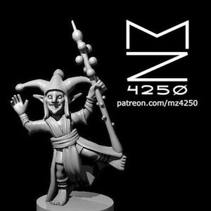 Goblin Jester Mini - mz4250 - D&D Pathfinder Fantasy RPG Tabletop Roleplaying Games 28mm Scale Miniature - Court Jester Circus Fool Royal