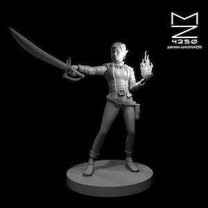 Female Elf Hexblade Warlock Miniature - mz4250 - D&D Dungeons and Dragons Pathfinder Fantasy RPG Tabletop Roleplaying Games 28mm 1&quot; Scale
