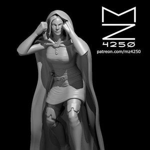 Caped Female Rogue Miniature - mz4250 - Human Elf Fighter Master Thief Assassin RPG DnD Dungeons and Dragons Fantasy RPG Mini 28mm Character