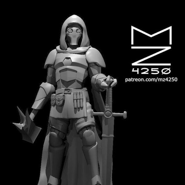 Porcelain Warforged Fighter Mini - mz4250 - D&D Pathfinder Fantasy RPG Tabletop Roleplaying Games 28mm Scale Miniature - Sword and Armor