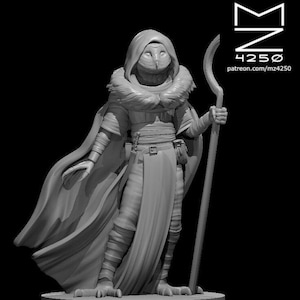 Owlfolk Druid Miniature - mz4250 - Kenku Aarakocra Owlkin Owl D&D Dungeons and Dragons Pathfinder Fantasy RPG Tabletop Mini 28mm 1&quot;