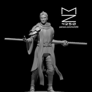 Human Male Monk Miniature - mz4250 D&D Dungeons and Dragons Pathfinder Fantasy RPG Tabletop Mini 28mm 1&quot; Staff Fighter Martial Arts Warrior