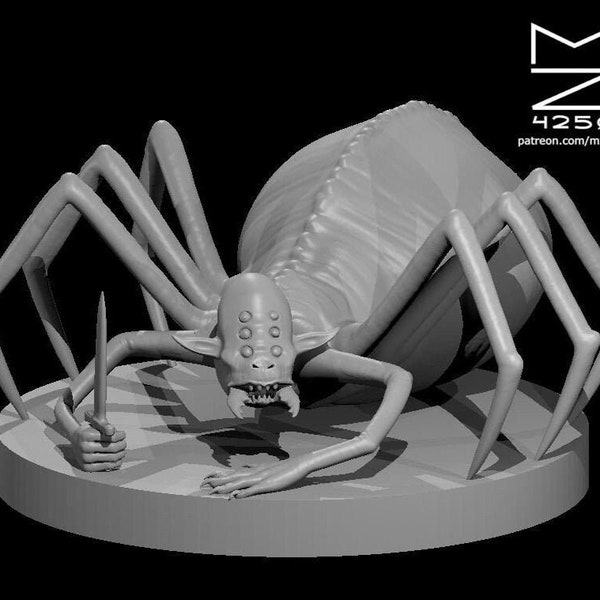 Spider Monster Miniature - mz4250 - D&D 5e DnD Dungeons and Dragons Fantasy RPG Tabletop Gaming 28mm 1" Scale Arachnid Spider Elf Creature
