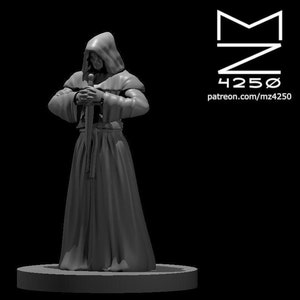 Cultist Miniature - mz4250 - DnD 5e Fantasy RPG Tabletop Roleplaying Games Mini 28mm 1&quot; Scale Hooded Monster Challenge Dungeons and Dragons