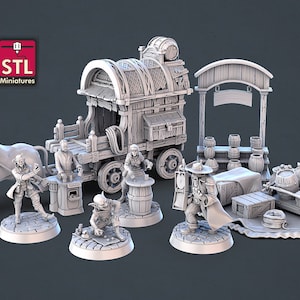 Juego de jugadores callejeros - Miniaturas STL - Juegos de rol, juegos de guerra, juegos de mesa, DnD - Minifiguras NPC Juego de pelota DnD Carro Monedas Cartas Autómatas Casino