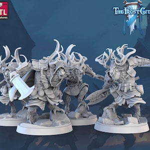 Rangifers Set - STL Miniatures - RPG Wargames Tabletop Gaming DnD 3D Printed Mini Figurine Fantasy Reindeer Snow Frostgrave The Frost City