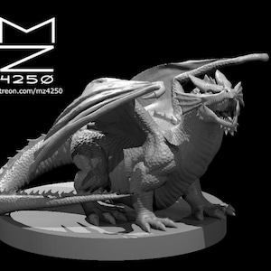 Chonky Red Dragon Wyrmling Miniature - mz4250 - D&D Dungeons and Dragons Fantasy RPG Tabletop Games Mini 28mm 1&quot; Fat Dragon Wyrm Cute Tiny