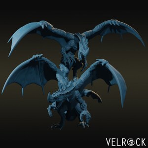 Young Green Dragon Mini - Velrock Art Miniatures - 3D Printed 28mm Scale RPG Fantasy Wargame Tabletop Gaming - Flying Standing Monster Mini