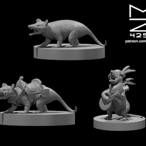 Opossum Mini - mz4250 - D&D Pathfinder Fantasy RPG Tabletop Roleplaying Games 28mm Scale Miniature - 0 Challenge Rating, Bard, Mount, Animal