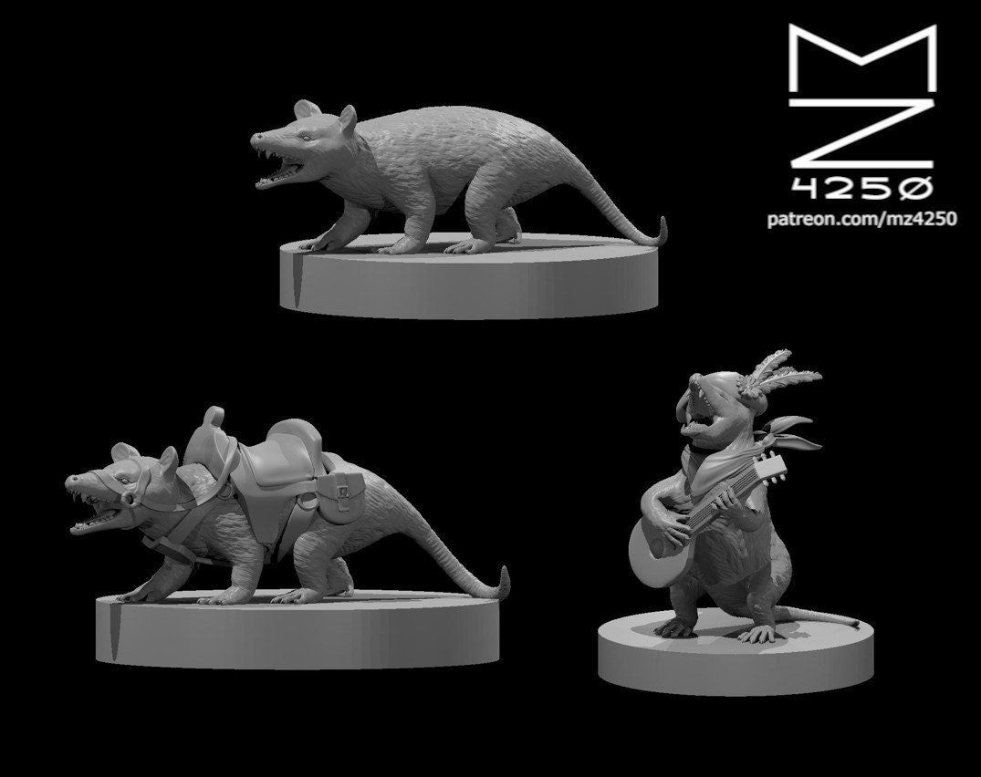 Opossum Mini - mz4250 - D&D Pathfinder Fantasy RPG Tabletop Roleplaying Games 28mm Scale Miniature - 0 Challenge Rating, Bard, Mount, Animal
