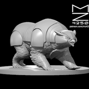 Armored Owlbear Mini - mz4250 - D&D Pathfinder Fantasy RPG Tabletop Roleplaying Games 28mm Scale Miniature - Breastplate Helmet Owlbear Bear