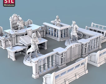 Magistrate Set - STL Miniatures - DnD RPG Wargames Tabletop Fantasy Gaming Mini Figurines - Courtroom Lawyer Lectern Jury Bench Judge Podium