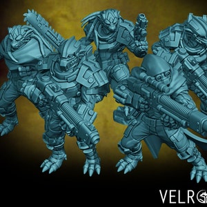 Dragonborn Trooper Squad Minis - Velrock Art Miniatures - 3D Printed 28mm Scale - RPG Tabletop Gaming Wargame DnD Dragon Soldiers Fighters