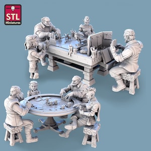 カード プレイヤー セット - STL ミニチュア - RPG ウォーゲーム テーブルトップ ゲーム DnD - ミニフィギュア NPC ポーカー テーブル DnD テーブル カジノ チップ カード