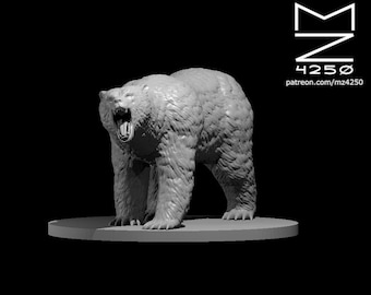 Brown Bear Mini - mz4250 - D&D Pathfinder Fantasy RPG Tabletop Roleplaying Games 28mm Scale Miniature - Grizzly Ferocious Wild Bear