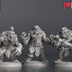 Snow Trolls Set - STL Miniatures - RPG Wargames Tabletop Gaming DnD 3D Printed Mini Figurine Fantasy Monster Snow Giant Frostgrave Troll