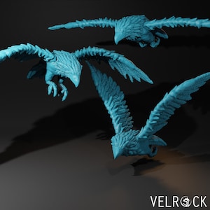 Hawk Mini - Velrock Art- D&D Pathfinder Fantasy RPG Tabletop Roleplaying Games 28mm Miniature Hawk Figurine Familiar Bird Animal Flying