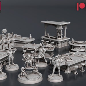 Kasino Set - STL Miniaturen - RPG Wargames Tabletop Gaming DnD Mini Figur NPC Poker Blackjack Bingo Billard Tische & Bar