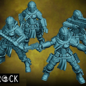 Bounty Hunter Rebel Agents Minis - Velrock Art Miniatures - 3D Printed 28mm Scale RPG Tabletop Gaming Wargame Space War Sci-Fi Fighters