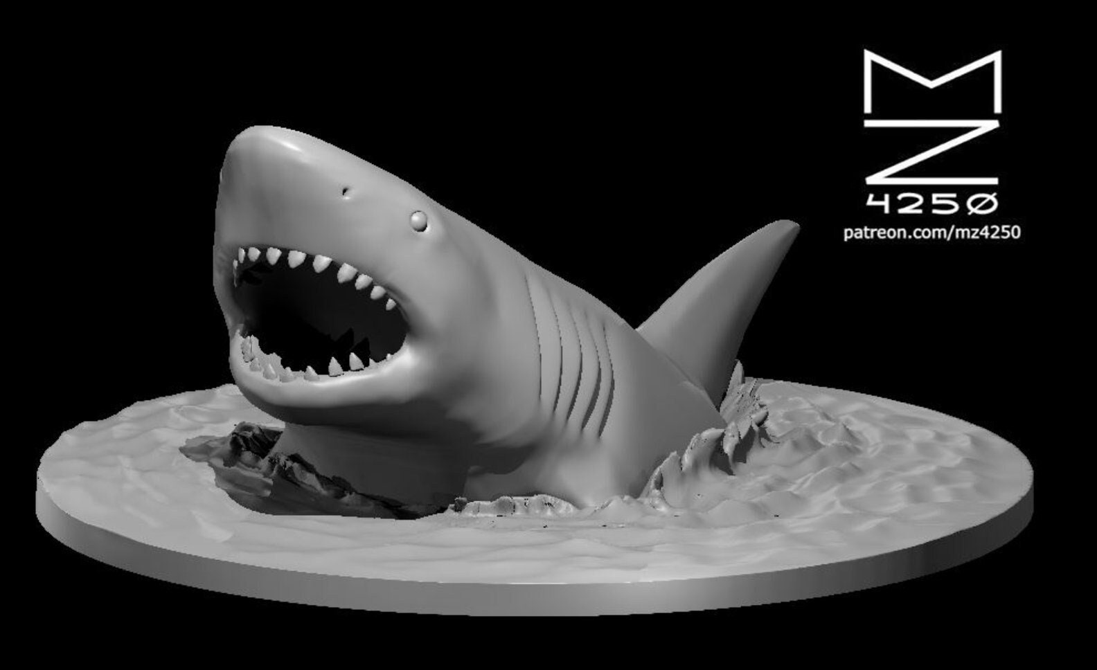 Giant Shark in Water Mini - Mz4250 D&D Pathfinder Fantasy RPG