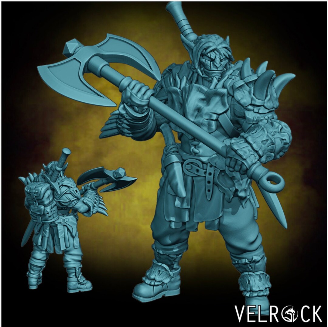 Armored Shifter Barbarian Mini Velrock Art Miniatures 3D Printed 28mm