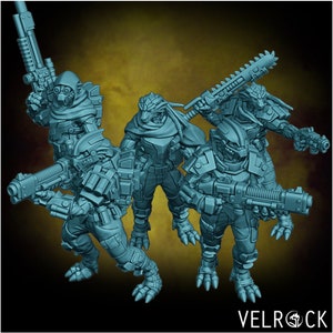 Female Dragonborn Trooper Squad Minis - Velrock Art Miniatures 3D Printed 28mm Scale RPG Tabletop Gaming Wargame Dragon Soldiers Fighters