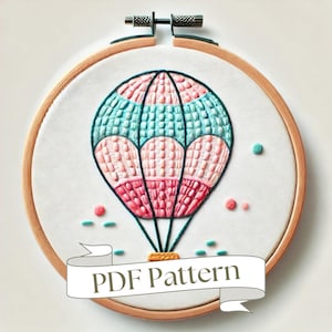 Carousel Embroidery Pattern Hot Air Balloon Embroidery Pattern For Kids Embroidery PDF Pattern DIY Embroidery Hand Embroidery Design Easy